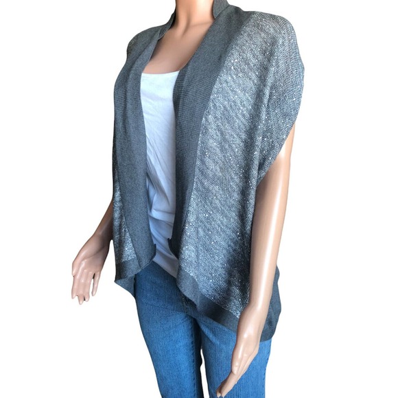 Ann Taylor Loft Sweater Womens Small Cardigan Open Sequined Short Sleeve - Picture 2 of 9